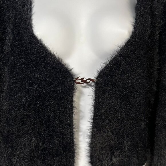 Fabletics Mini Crop Cardigan in Faux Mohair Black - Picture 3 of 6